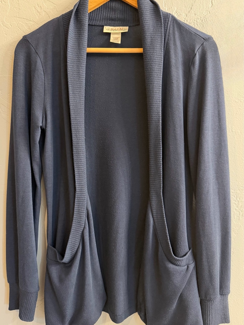 Belle Du Jour Navy Open-Front Pocket Cardigan